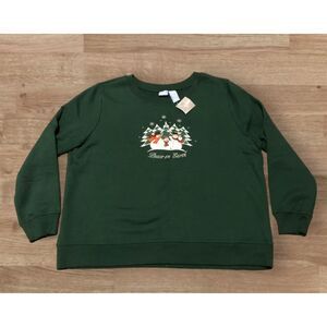 Grandma Christmas Holiday Edition Peace on Earth Green XL Crewneck Sweater